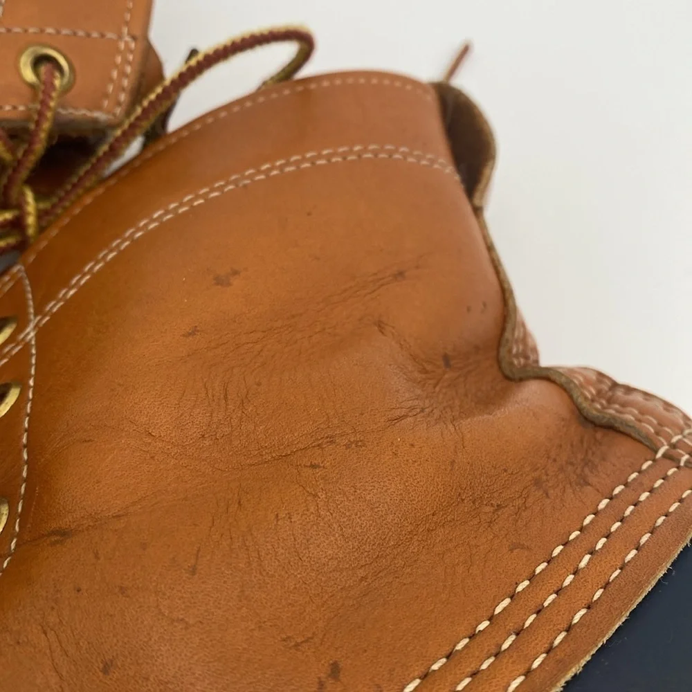 Vintage L.L. Bean Leather ankle Boots women 8 brown blue rain snow outdoor camp